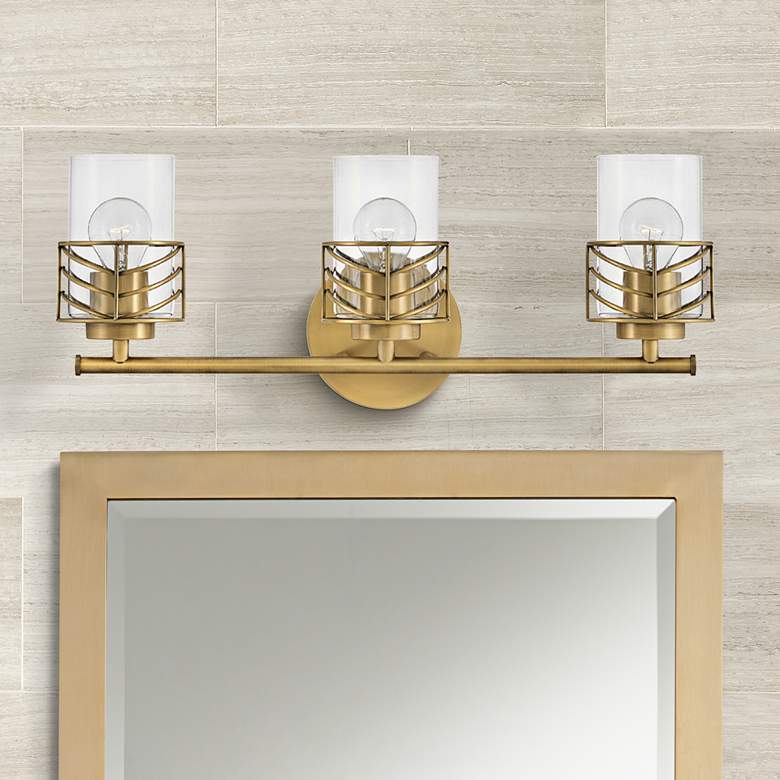 Image 1 Hinkley Della 24" Wide Lacquered Brass 3-Light Bath Light
