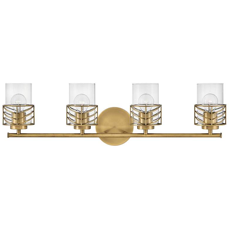 Image 2 Hinkley Della 33 3/4 inchW Lacquered Brass 4-Light Bath Light