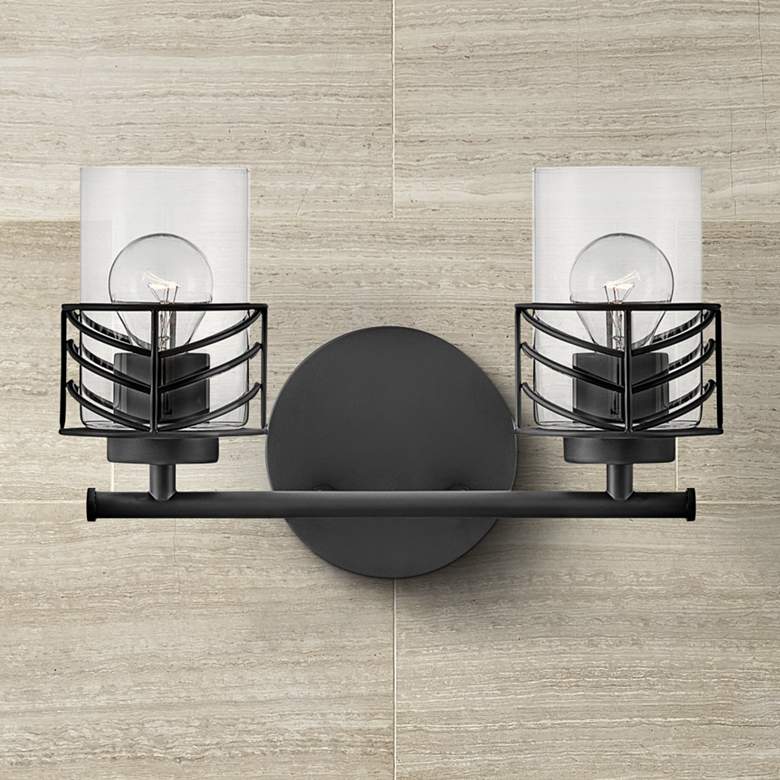 Image 1 Hinkley Della 9 1/2" High Black 2-Light Wall Sconce