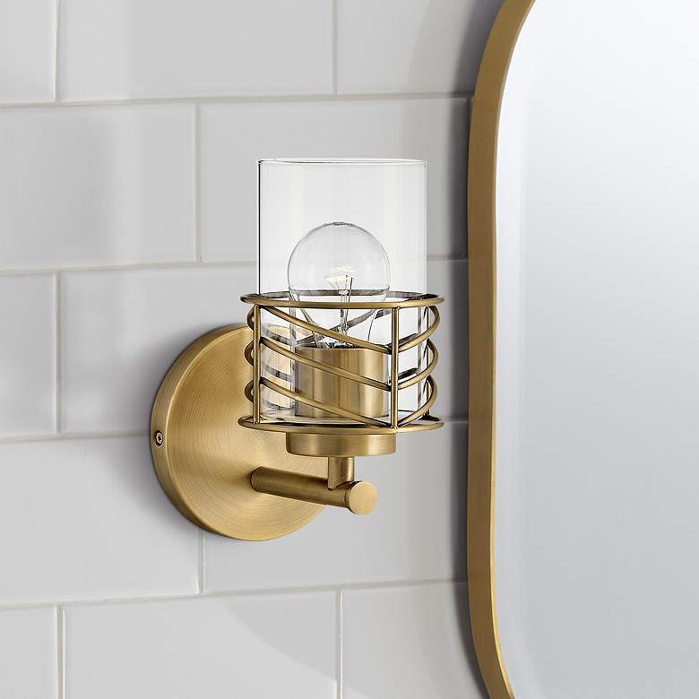 Image 1 Hinkley Della 9 1/2" High Lacquered Brass Wall Sconce