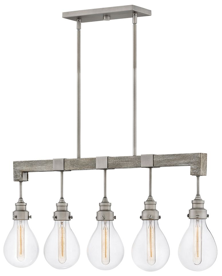 Image Hinkley Denton 36" Wide Pewton Wood 5-Light Linear Pendant