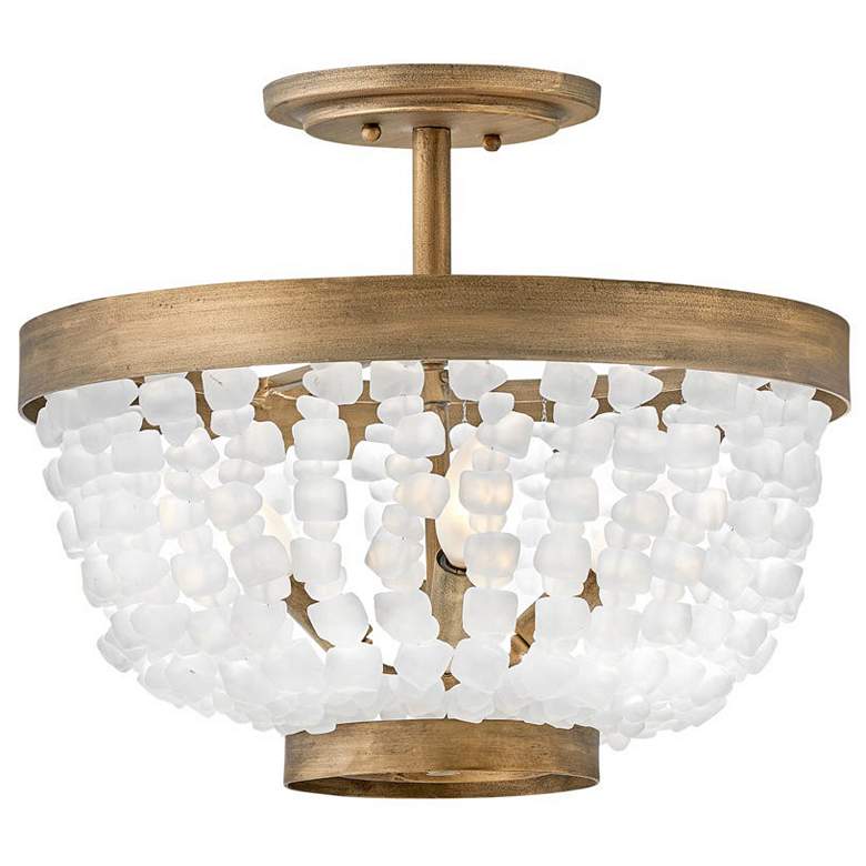 Image 1 Hinkley Dune 16" Sea Glass and Burnished Gold Semi-Flush Ceiling Light