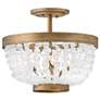 1_Hinkley Dune 16" Sea Glass and Burnished Gold Semi-Flush Ceiling Light