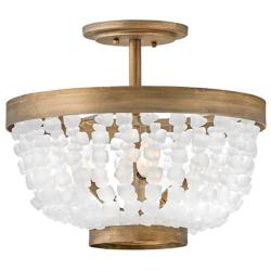 Hinkley Dune 16" Sea Glass and Burnished Gold Semi-Flush Ceiling Light