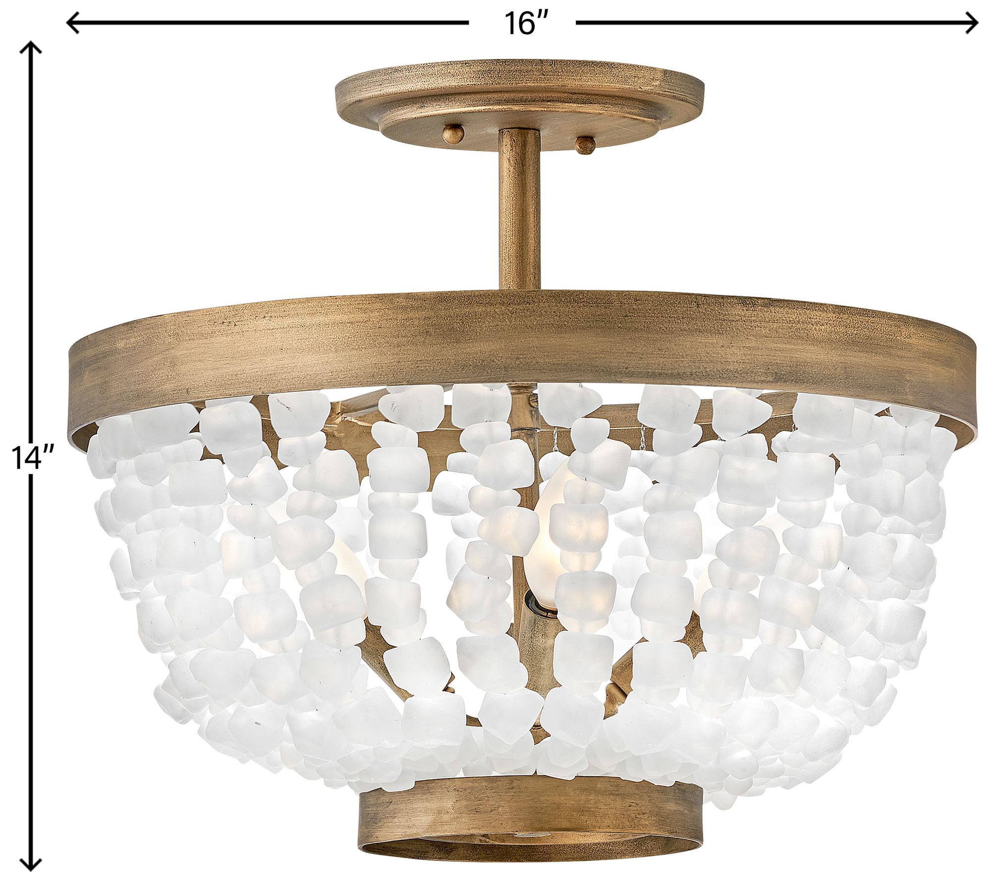 Hinkley Dune 16" Sea Glass and Burnished Gold Semi-Flush Ceiling Light