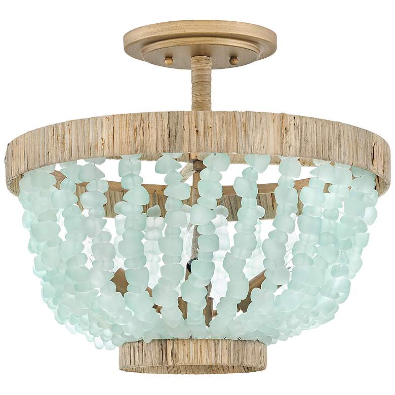 Image 3 Hinkley Dune 16" Sea Grass and Burnished Gold Semi-Flush Ceiling Light more views