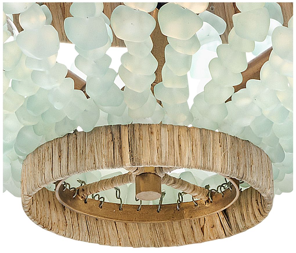 Hinkley Dune 16" Sea Grass and Burnished Gold Semi-Flush Ceiling Light