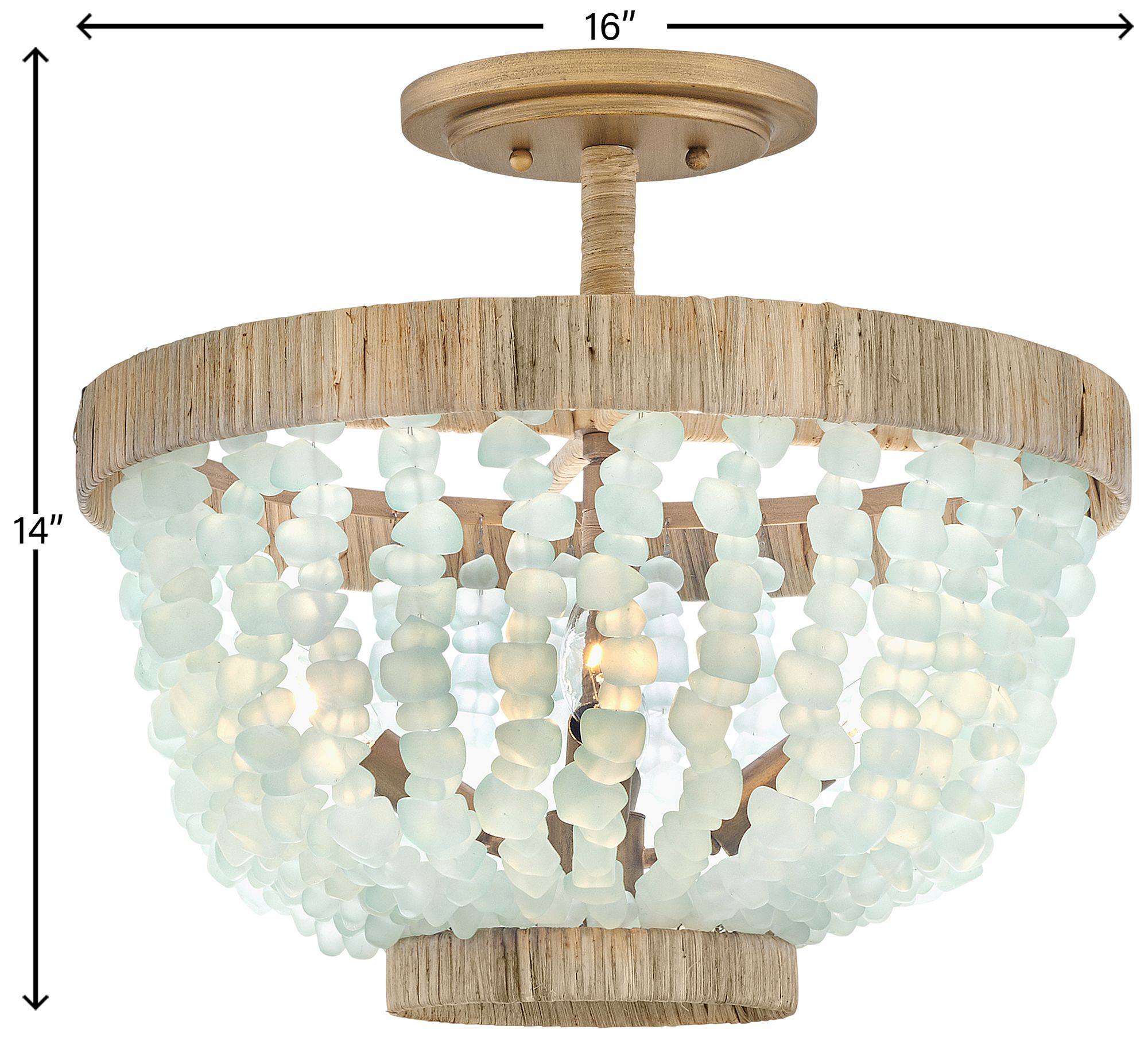 Hinkley Dune 16" Sea Grass and Burnished Gold Semi-Flush Ceiling Light