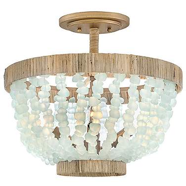 Hinkley Dune 16" Sea Grass and Burnished Gold Semi-Flush Ceiling Light