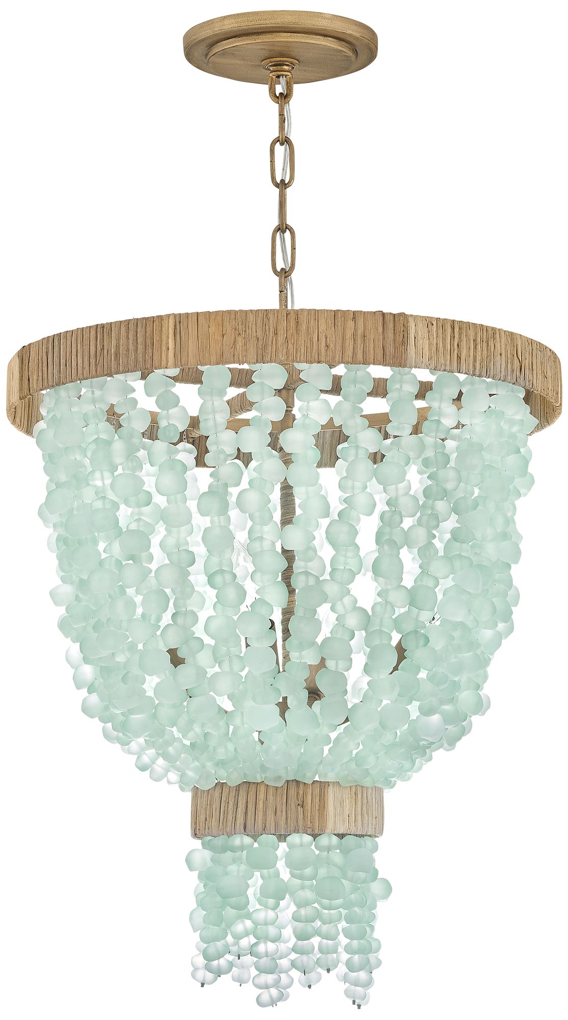 Hinkley Dune 18" Wide Gold Blue Sea Glass Beaded 4-Light Pendant