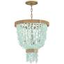 Hinkley Dune 18" Wide Gold Blue Sea Glass Beaded 4-Light Pendant