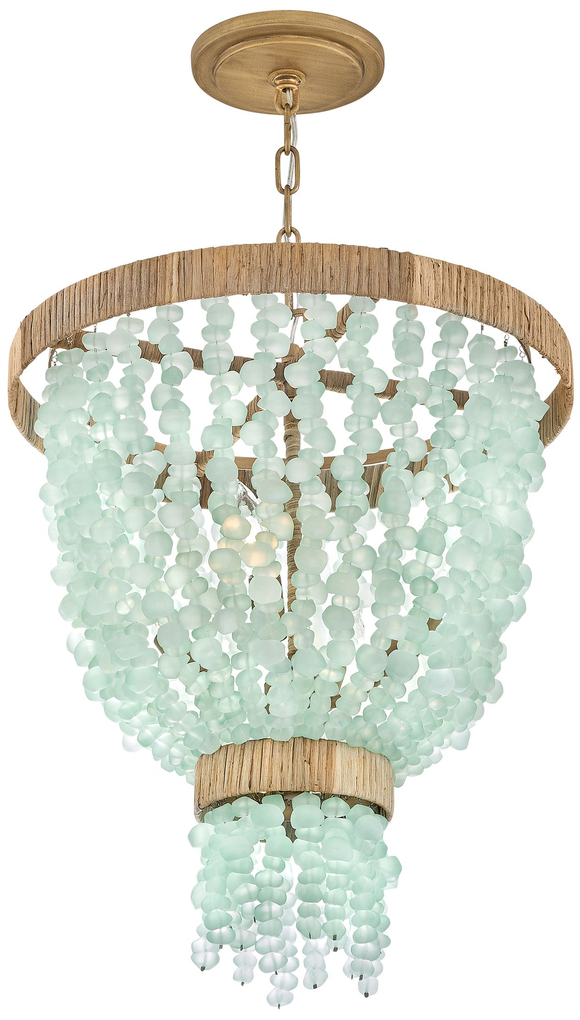 Hinkley Dune 18" Wide Gold Blue Sea Glass Beaded 4-Light Pendant