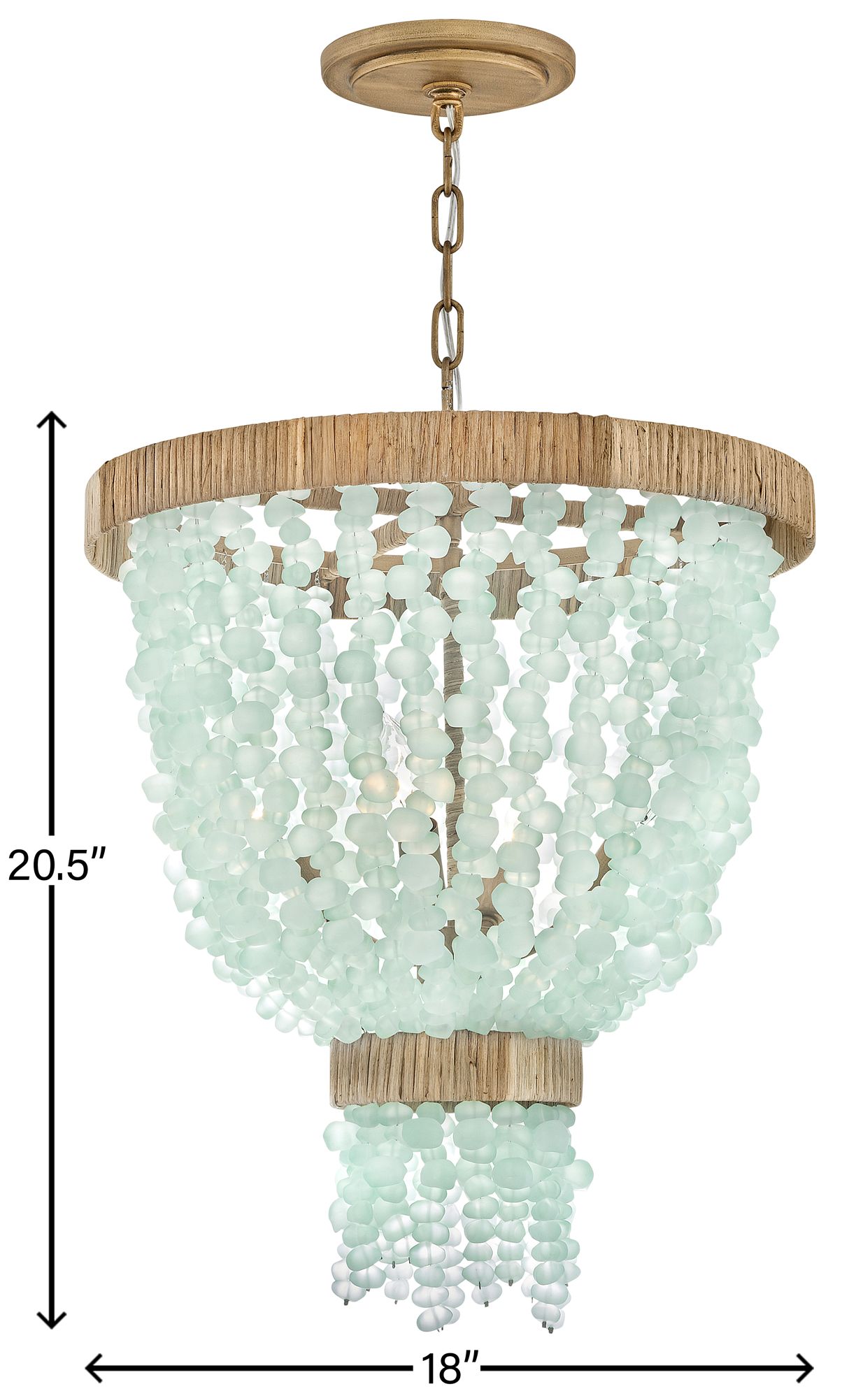 Hinkley Dune 18" Wide Gold Blue Sea Glass Beaded 4-Light Pendant