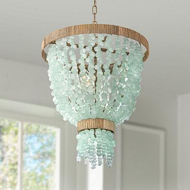 Hinkley Dune 18" Wide Gold Blue Sea Glass Beaded 4-Light Pendant