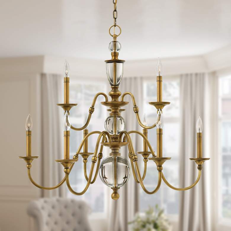Image 1 Hinkley Eleanor 35 1/4"W Heritage Brass 9-Light Chandelier