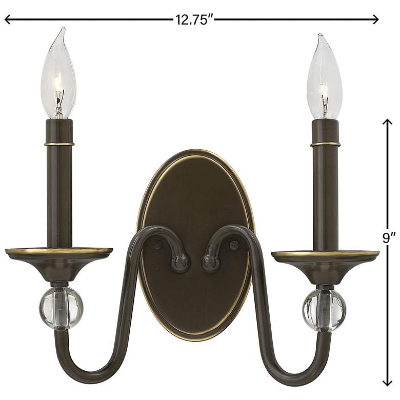 Image 3 Hinkley Eleanor 9"H Light Oiled Bronze 2-Light Wall Sconce more views