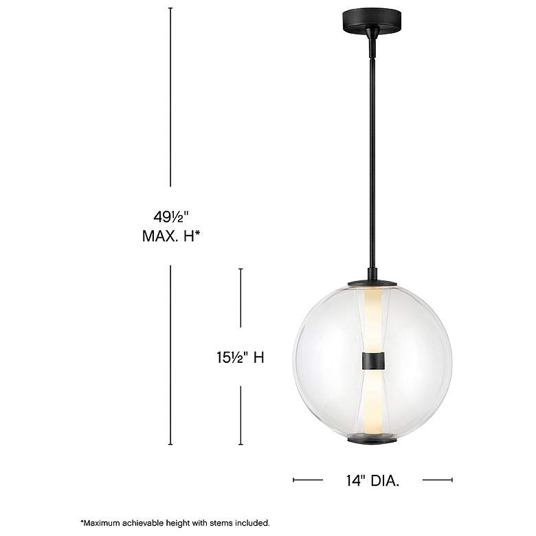 Image 3 Hinkley Elin 14" Wide Black LED Globe Pendant Light more views