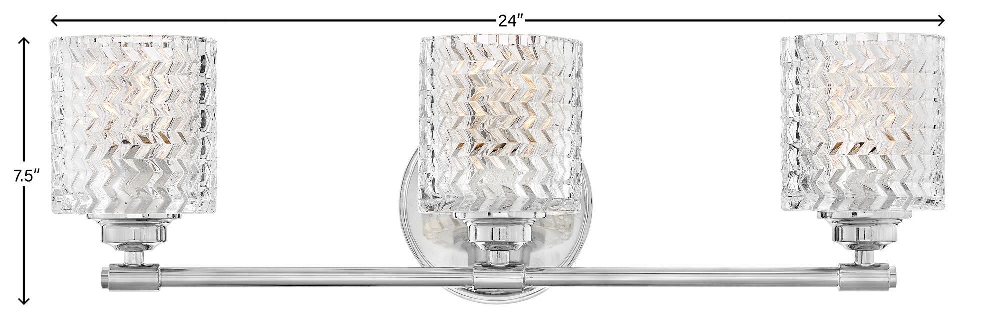 Hinkley Elle 24" Wide Chrome and Glass 3-Light Bath Light