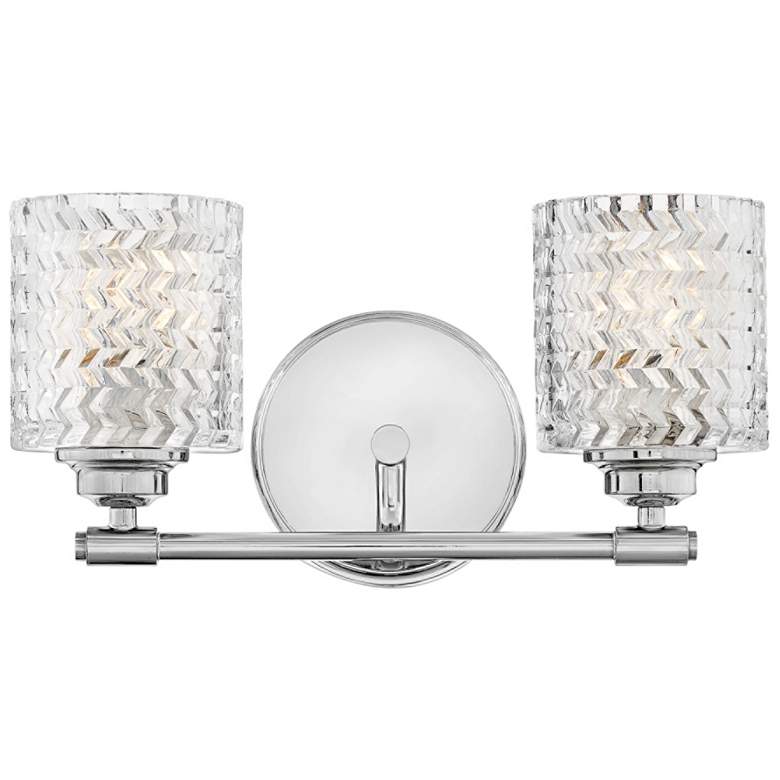 Image 1 Hinkley Elle 7 1/2 inchH Chrome and Glass 2-Light Wall Sconce