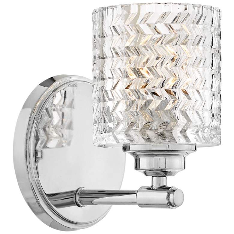 Image 1 Hinkley Elle 7 3/4 inch High Chrome and Glass Wall Sconce