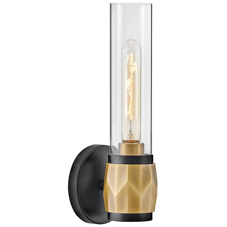 Image 1 Hinkley Ellison 13 1/2"H Black with Heritage Brass Sconce
