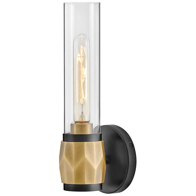 Image 2 Hinkley Ellison 13 1/2"H Black with Heritage Brass Sconce more views