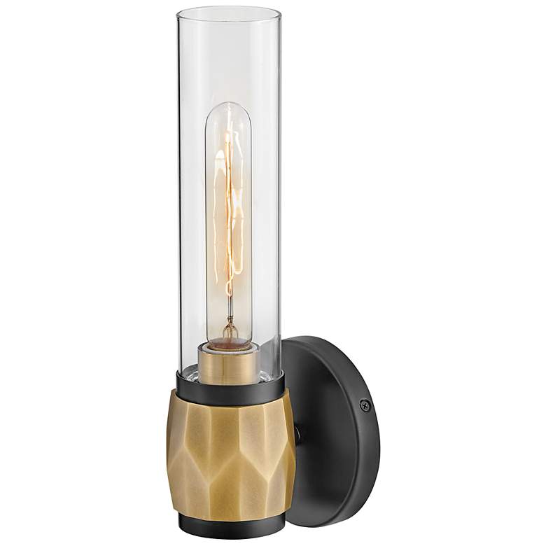 Image 3 Hinkley Ellison 13 1/2"H Black with Heritage Brass Sconce more views