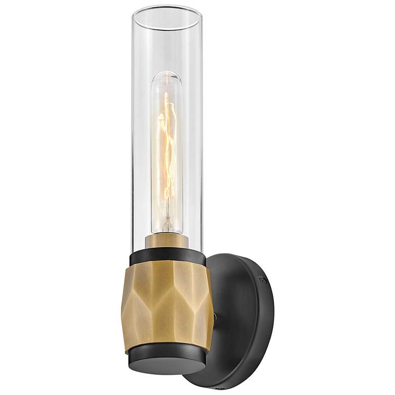 Image 6 Hinkley Ellison 13 1/2"H Black with Heritage Brass Sconce more views