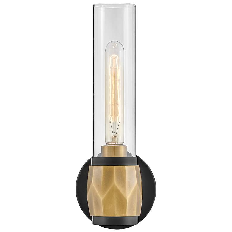 Image 7 Hinkley Ellison 13 1/2"H Black with Heritage Brass Sconce more views