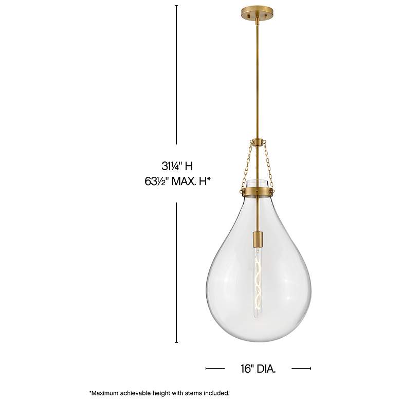 Image 3 Hinkley Eloise 16" Wide Lacquered Brass LED Pendant Light more views
