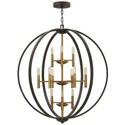 Hinkley Euclid 36" Wide Spanish Bronze Three Tier Orb Chandelier