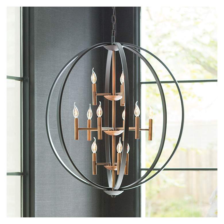Image 1 Hinkley Euclid 36" Wide Spanish Bronze Three Tier Orb Chandelier