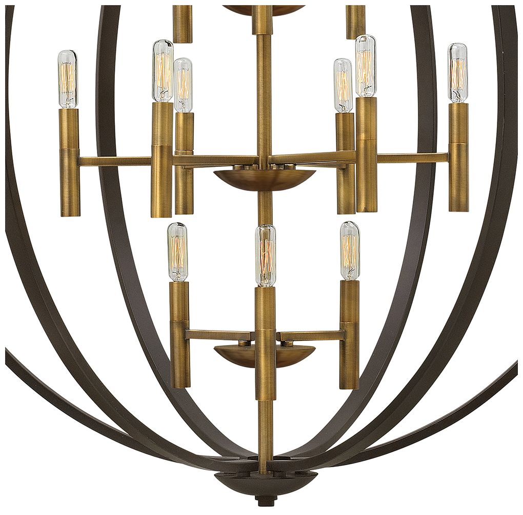 Hinkley Euclid 36" Wide Spanish Bronze Three Tier Orb Chandelier