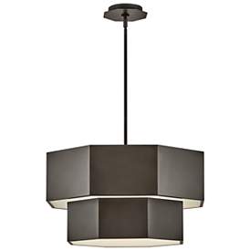 Image1 of Hinkley Facet 22 1/4"W Black Oxide 2-Tier Hexagon Chandelier