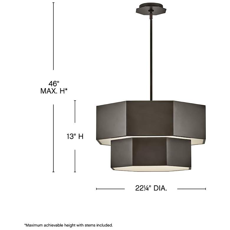 Image 3 Hinkley Facet 22 1/4"W Black Oxide 2-Tier Hexagon Chandelier more views
