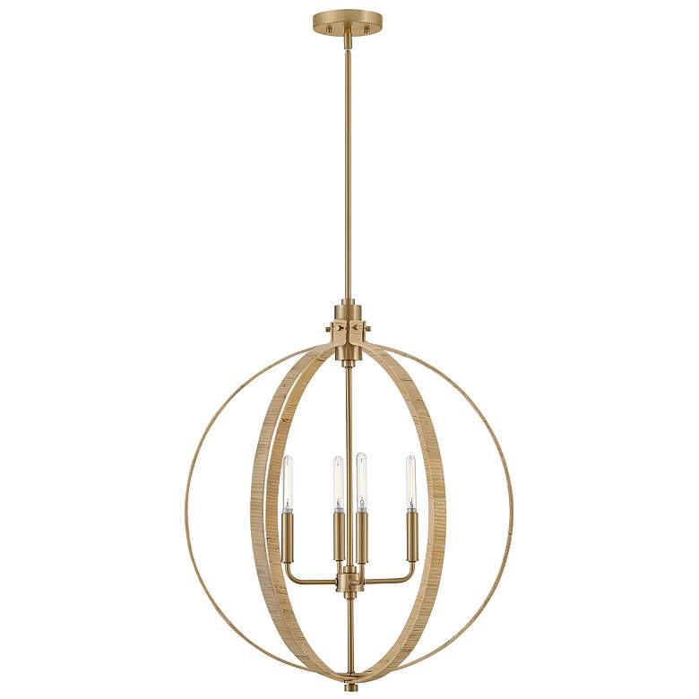 Image 1 Hinkley Fallon 24"W Lacquered Brass 4-Light Orb Chandelier