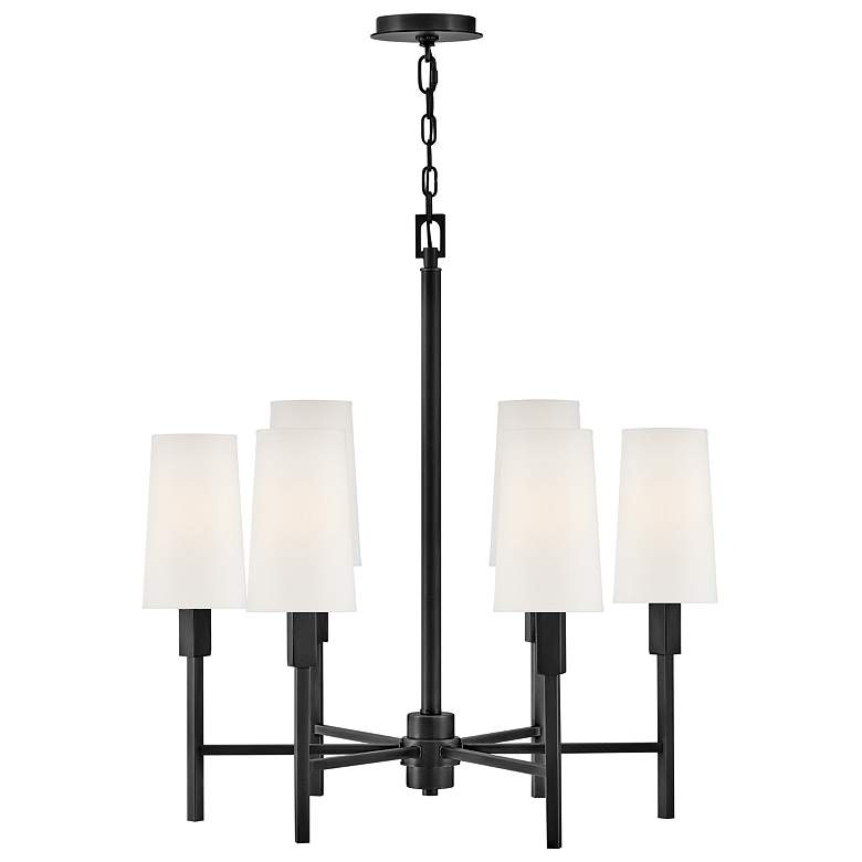 Image 1 Hinkley Fenwick 28" Wide 6-Light Black Finish Shade Chandelier