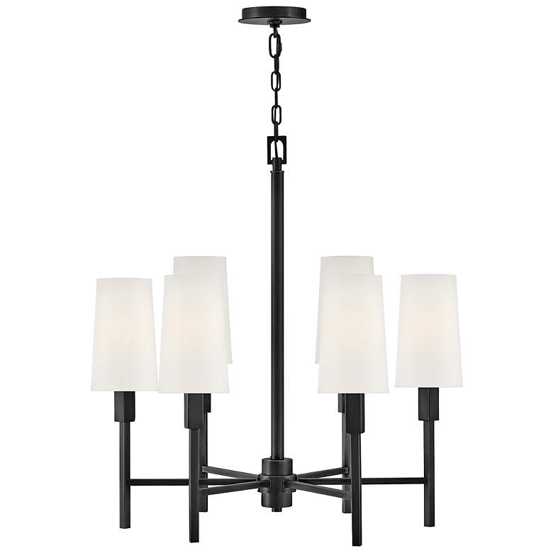 Image 2 Hinkley Fenwick 28" Wide 6-Light Black Finish Shade Chandelier more views