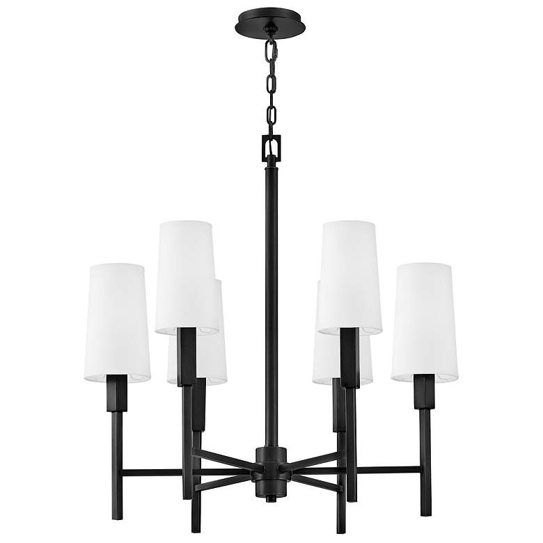Image 6 Hinkley Fenwick 28" Wide 6-Light Black Finish Shade Chandelier more views
