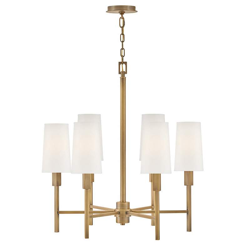 Image 1 Hinkley Fenwick 28" Wide Heritage Brass 6-Light Chandelier