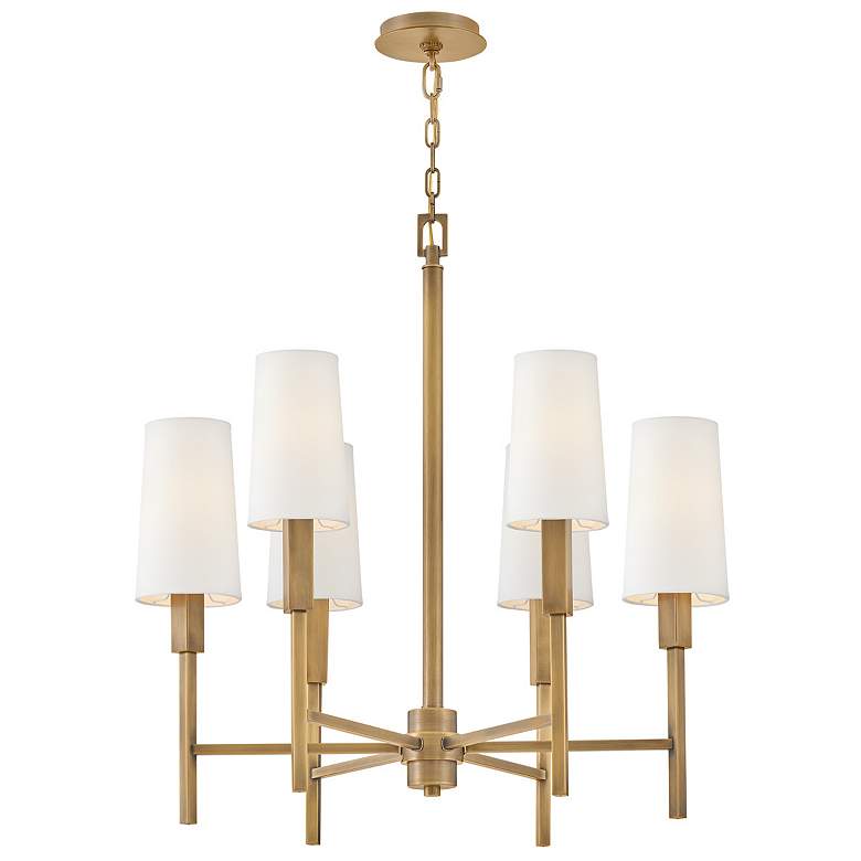 Image 5 Hinkley Fenwick 28" Wide Heritage Brass 6-Light Chandelier more views