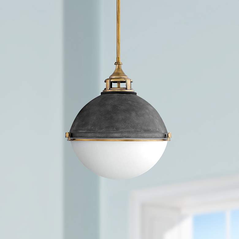 Image 1 Hinkley Fletcher 18" Wide Aged Zinc and Gold Pendant Light