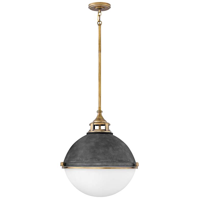 Hinkley Fletcher 18&quot; Wide Aged Zinc and Gold Pendant Light more views