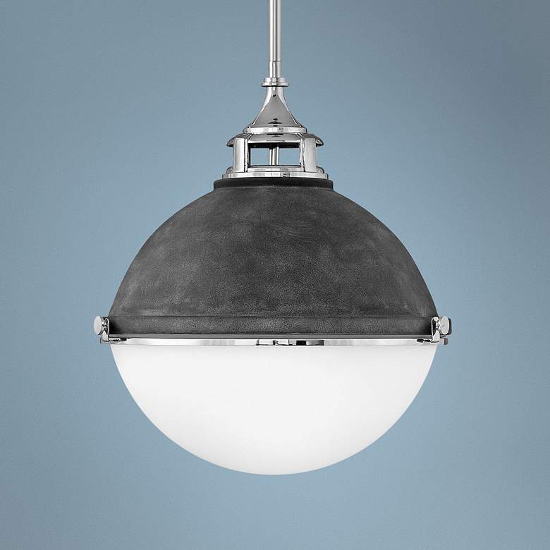 Image 1 Hinkley Fletcher 18" Wide Aged Zinc and Silver Pendant Light