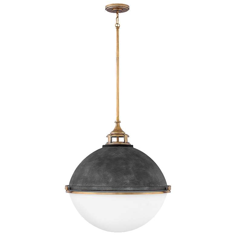 Image 1 Hinkley Fletcher 22" Wide White Glass Aged Zinc Large Orb Chandelier