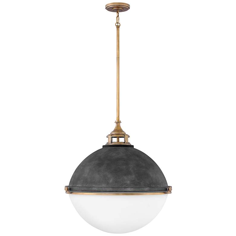 Image 2 Hinkley Fletcher 22" Wide White Glass Aged Zinc Large Orb Chandelier more views