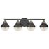 Hinkley Fletcher 32" Wide Seeded Glass and Black 4-Light Bath Light