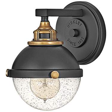 Hinkley Fletcher 8 1/2" High Black and Brass Dome Wall Sconce