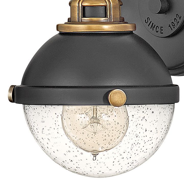 Image 6 Hinkley Fletcher 8 1/2" High Black and Brass Dome Wall Sconce more views