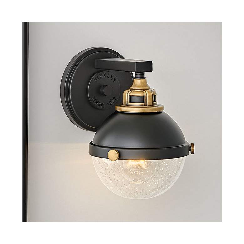 Image 1 Hinkley Fletcher 8 1/2" High Black with Chrome Wall Sconce